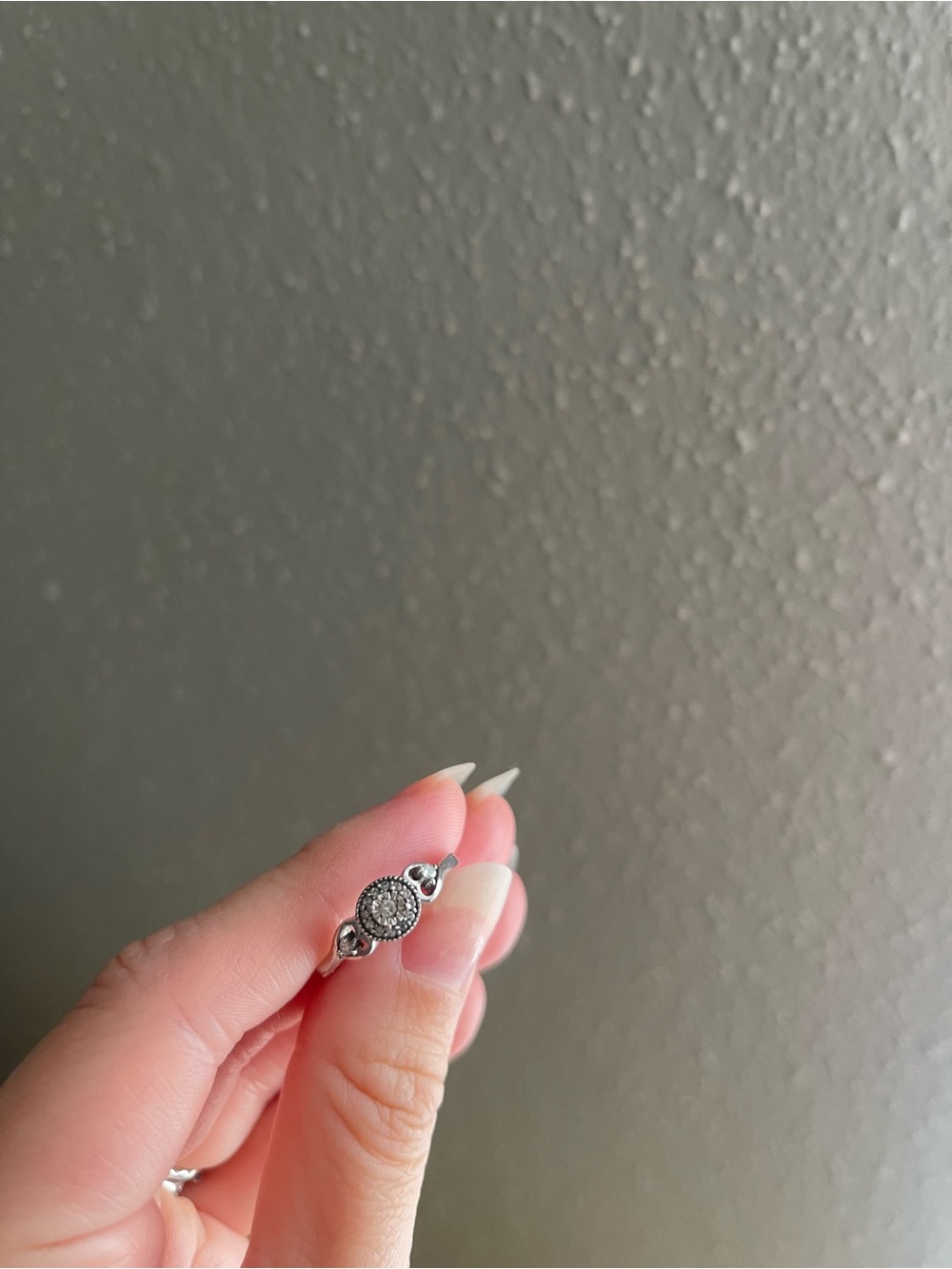 Sterling Silver Pavé Disc Ring - Silver